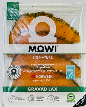 Mowi łosoś marynowany, suszony, lekko wędzony z koperkiem 100g