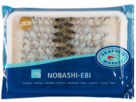 ASC Nobashi Ebi Vannamei do sushi 26/30, 20 szt. tacka 300g (13-14cm )