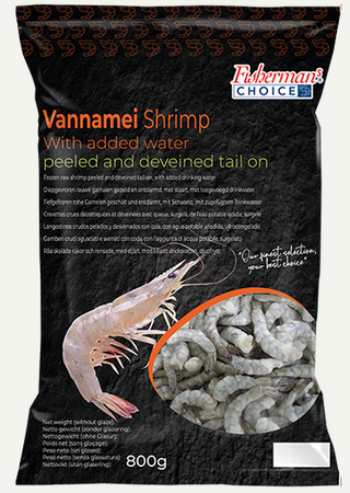 Krewetka Vannamei PDTO 16/20 IQF 80%, obrana i oczyszczona z ogonkiem