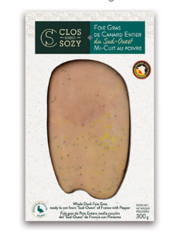 Foie gras z kaczki w całości IGP SO Z PIEPRZEM 300g PÓŁUGOTOWANE