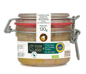 Foie gras z kaczki z południowego zachodu, 130 g, konserwowane w słoiku