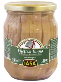 Tuńczyk żółtopłetwy w ekologicznej oliwie extra vergine , słoik 540g