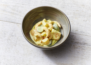 Krewetki Camarones z surimi  w sosie curry -Shrimps bombay