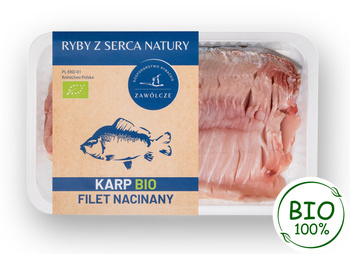 Filet nacinany z karpia BIO ok 350-400g/szt, tacka ok.1kg (2-3 filety )