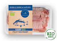 Świeży filet nacinany z karpia BIO ok 350-400g/szt, tacka ok.1kg (2-3 filety )