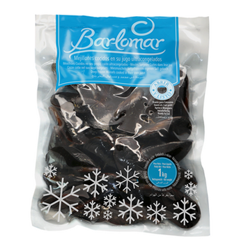 Małże hiszpańskie pasteryzowane, mrożone op. 1 kg 